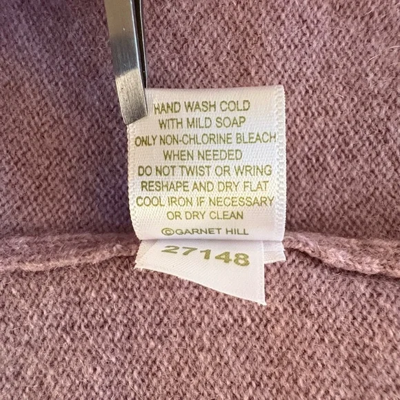Garnet Hill Cashmere Mauve Lavender Tie Front Cardigan Sweater - Picture 10 of 11